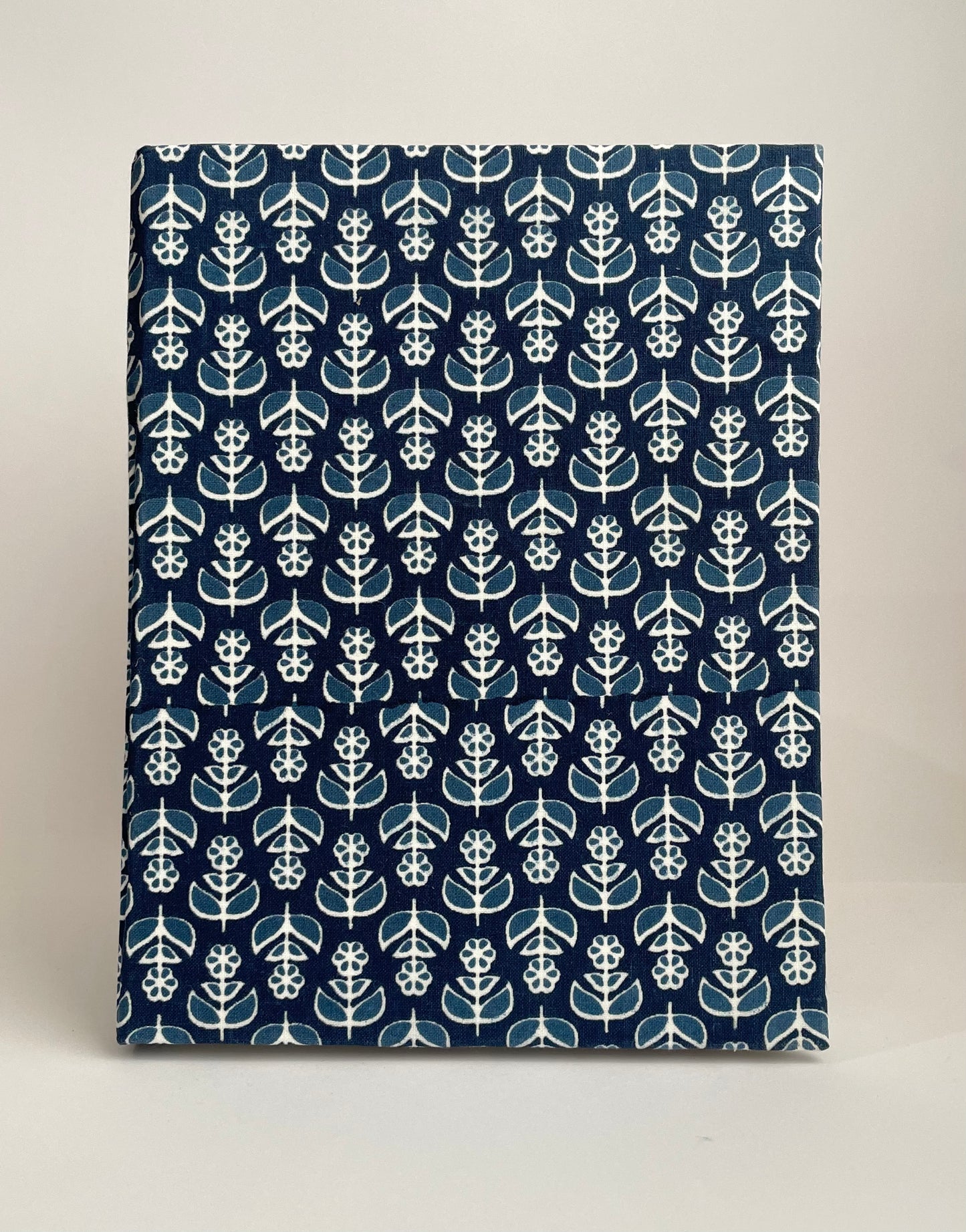 Floro Indigo - Fabric Cover, Handmade Ruled Notebook