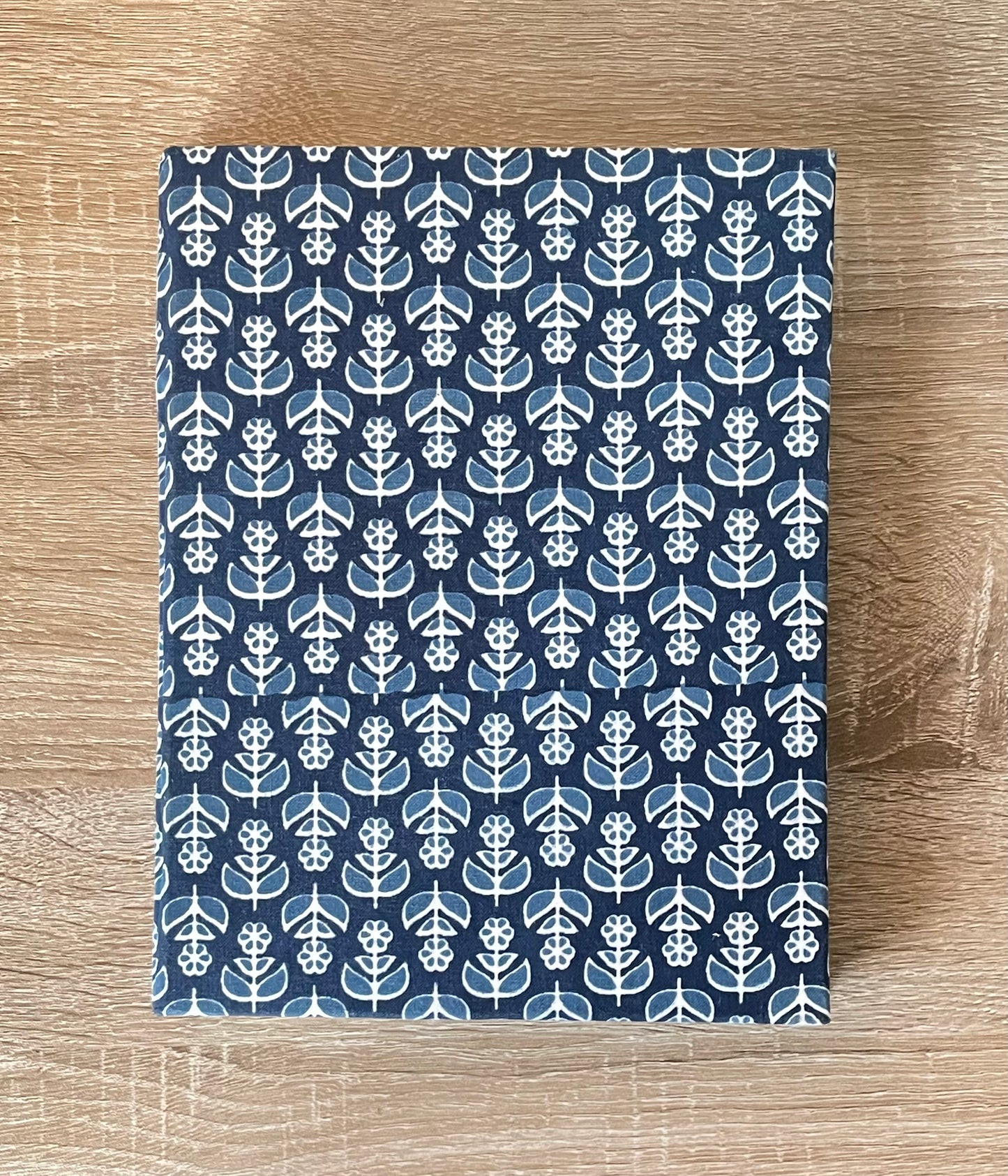 Floro Indigo - Fabric Cover, Handmade Ruled Notebook