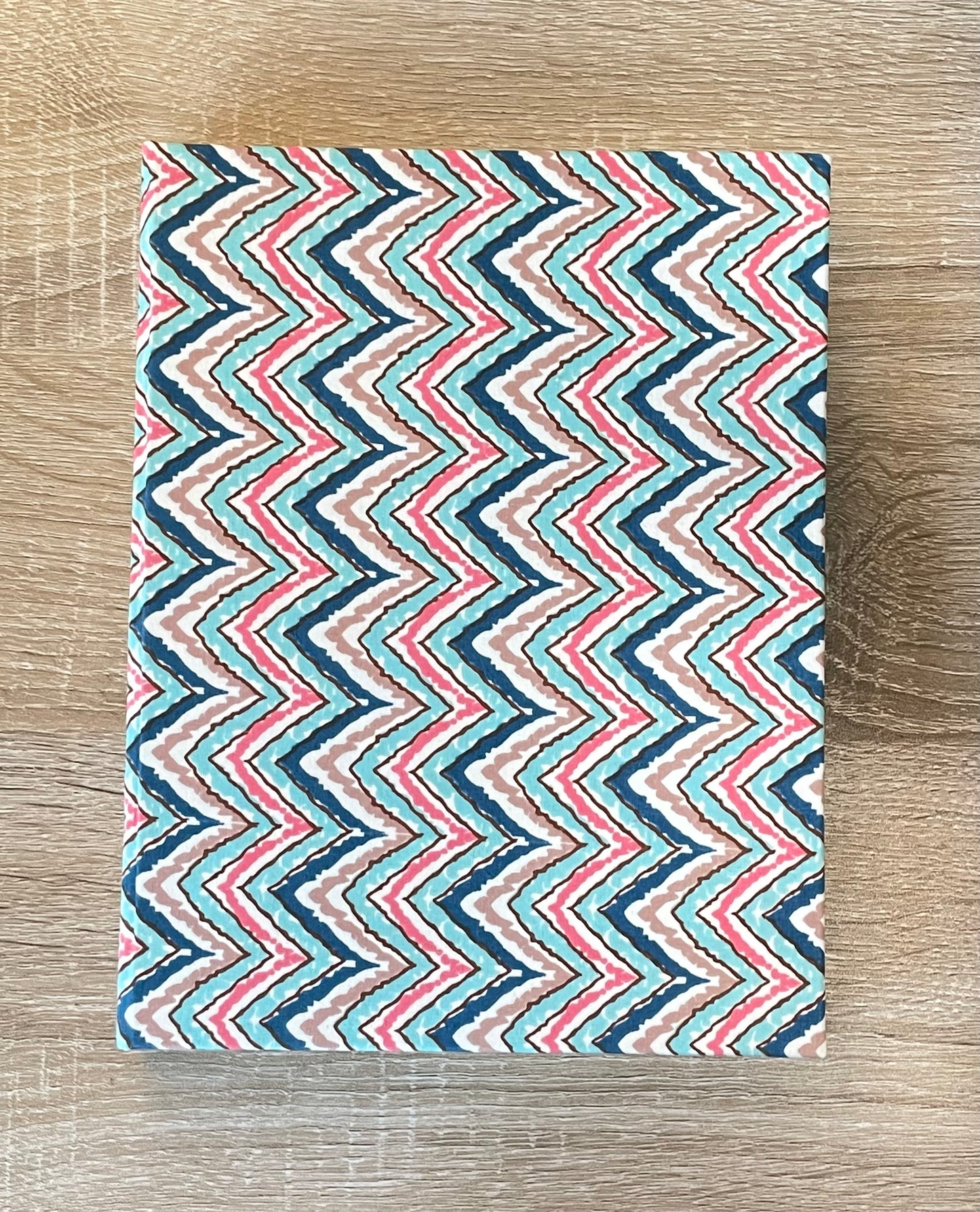 Wavy Lehria Blue - Fabric Cover, Handmade Ruled Notebook