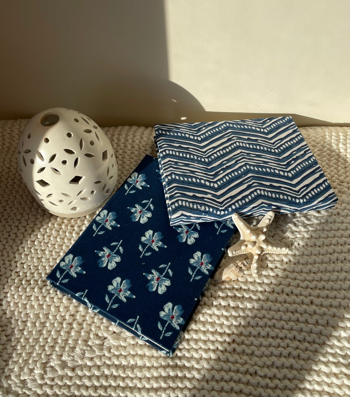 Midnight Neela - Fabric Cover, Handmade Ruled Notebook