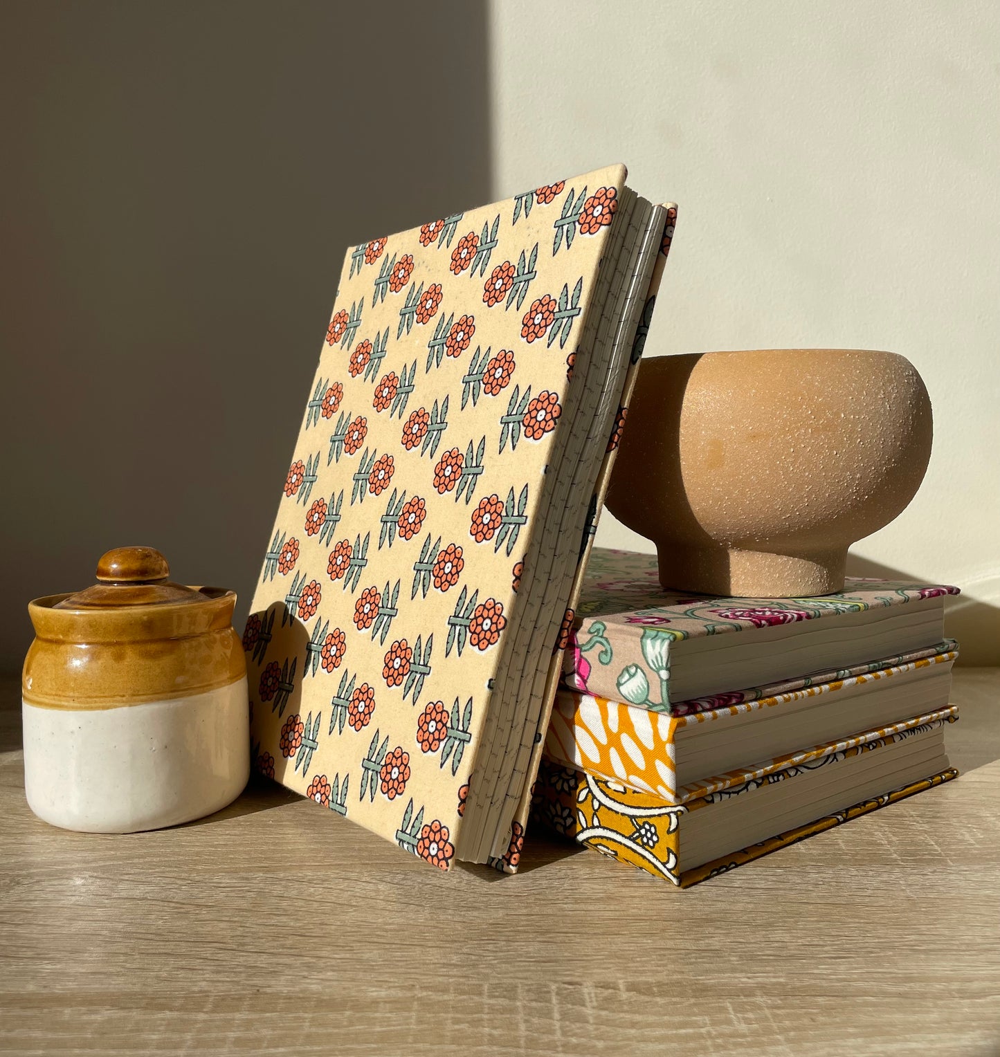 Elegant Tara - Fabric Cover, Handmade Ruled Notebook