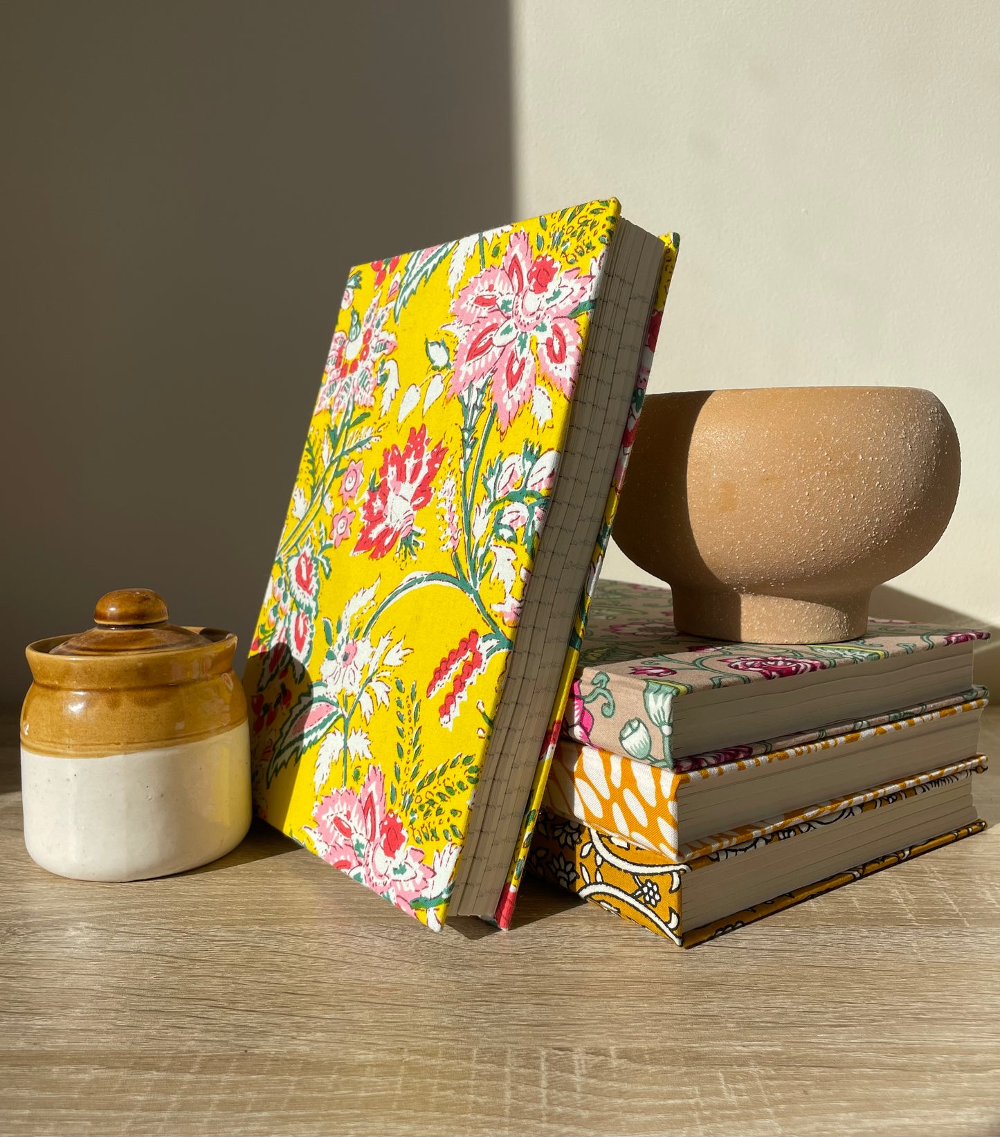 Bold Marigold - Fabric Cover, Handmade Ruled Notebook