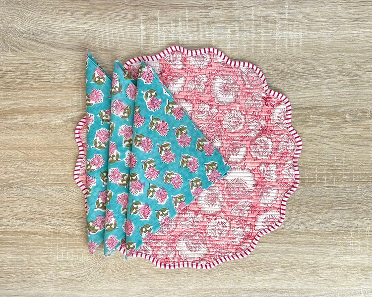 Hand-block Printed Table Mats & Napkins