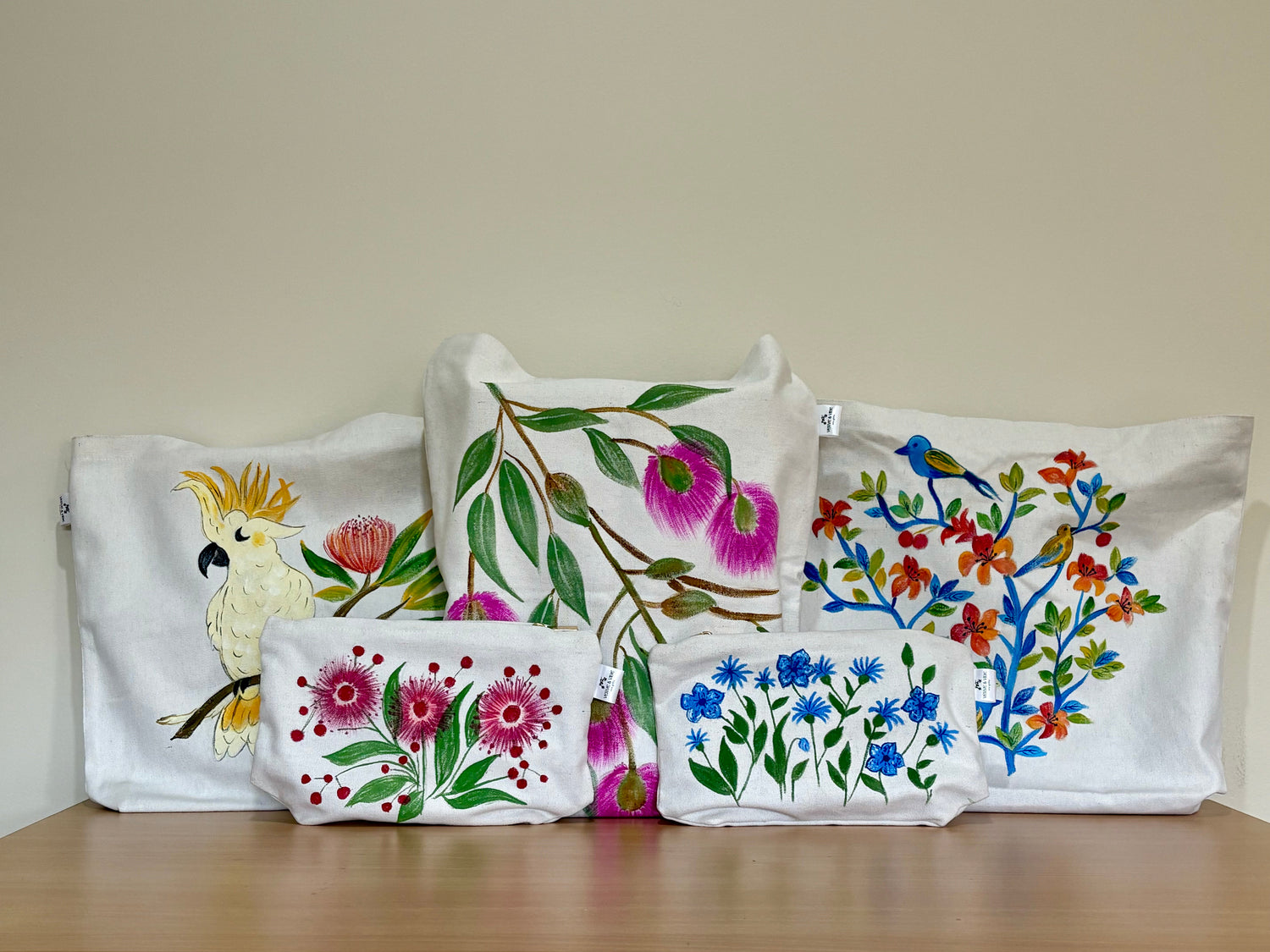 Hand Painted Canvas Tote Bags & Pouches