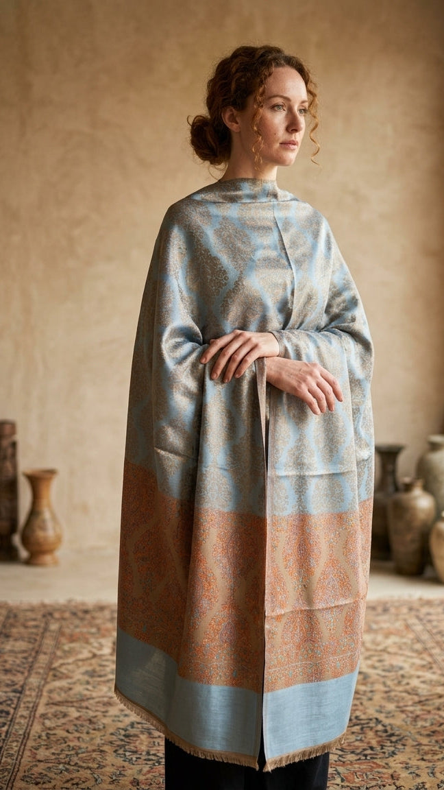 Poshkar Motif - Soft Shawl with Intricate Jacquard Weave
