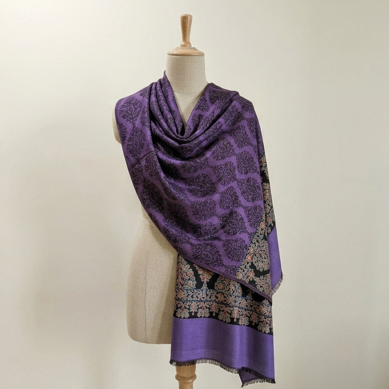 Poshkar Motif - Soft Shawl with Intricate Jacquard Weave