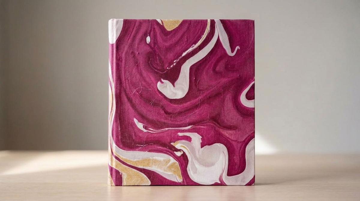 Raspberry Rouge - Marbled Cover, Handmade Journal & Notebook