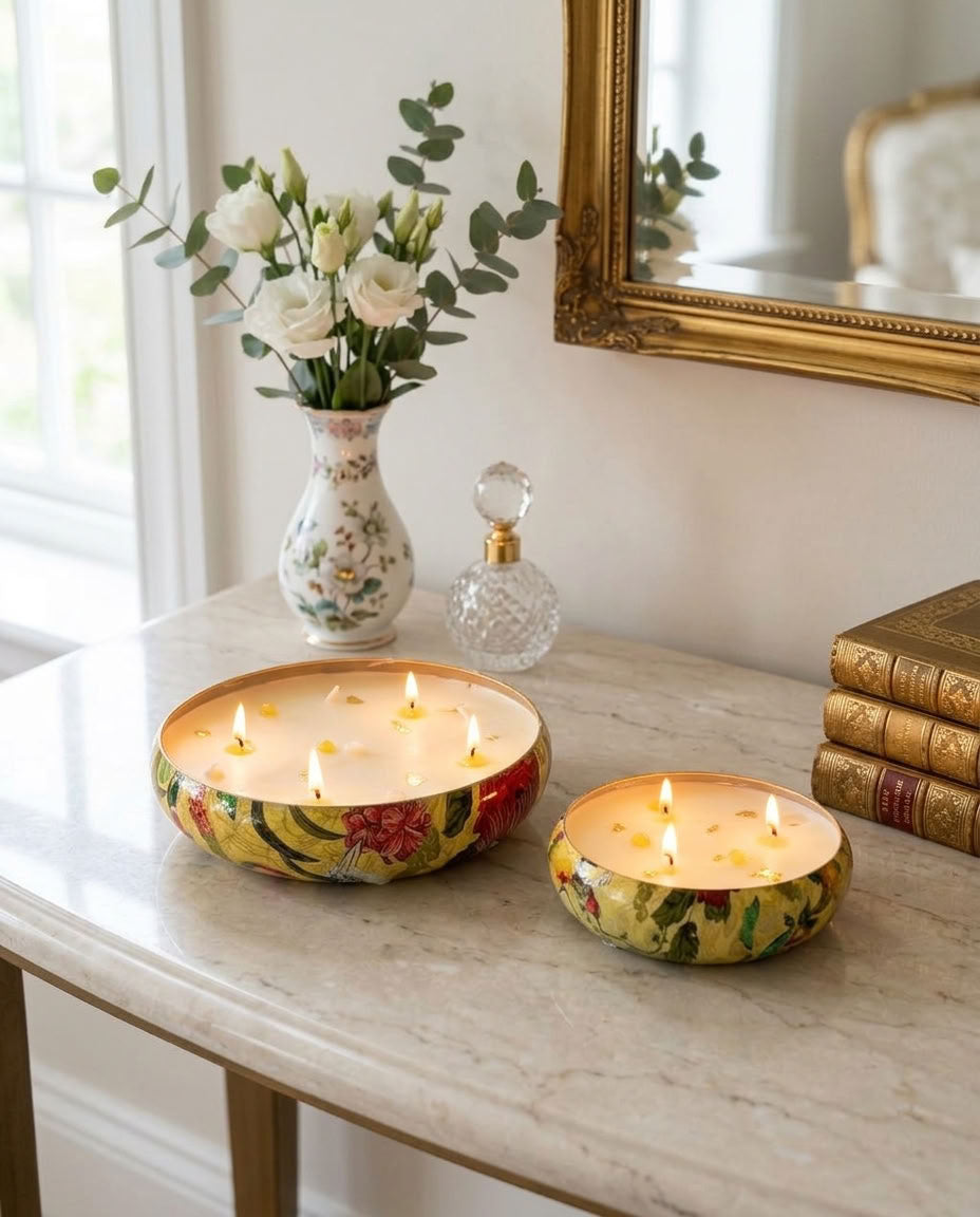 Marigold Muse - Luxe Soy Candle in Handcrafted Metal Urli Bowl