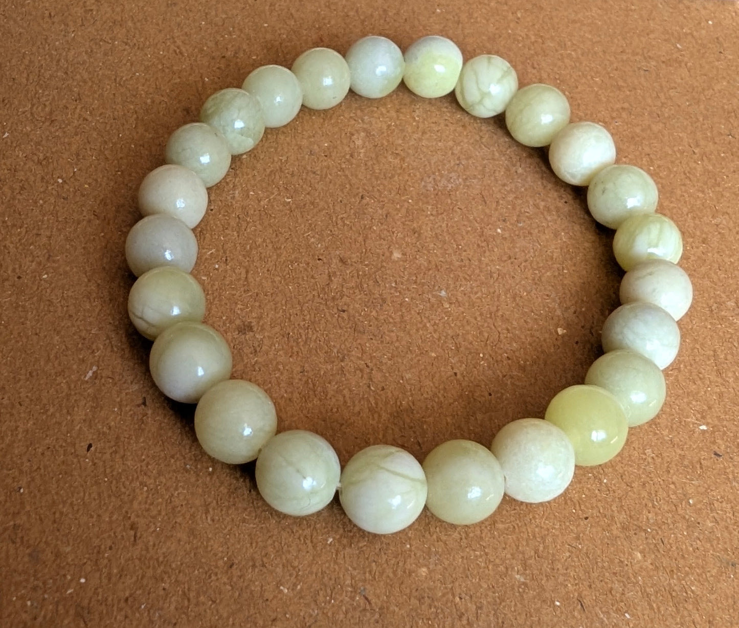 Nephrite Jade, Ivory Green - Semi Precious Stone Bracelet