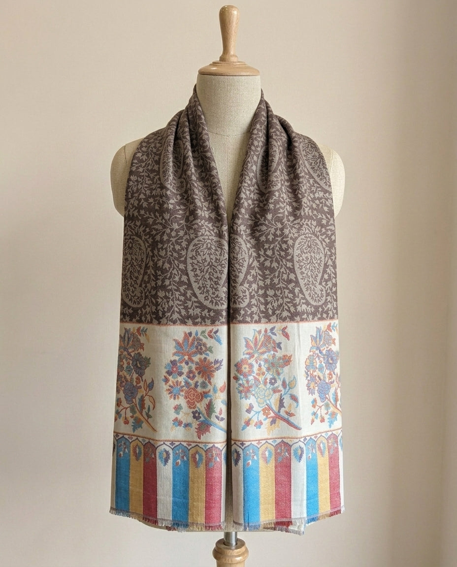 Ambi Motif - Soft Shawl with Intricate Floral Motifs in Jacquard Weave