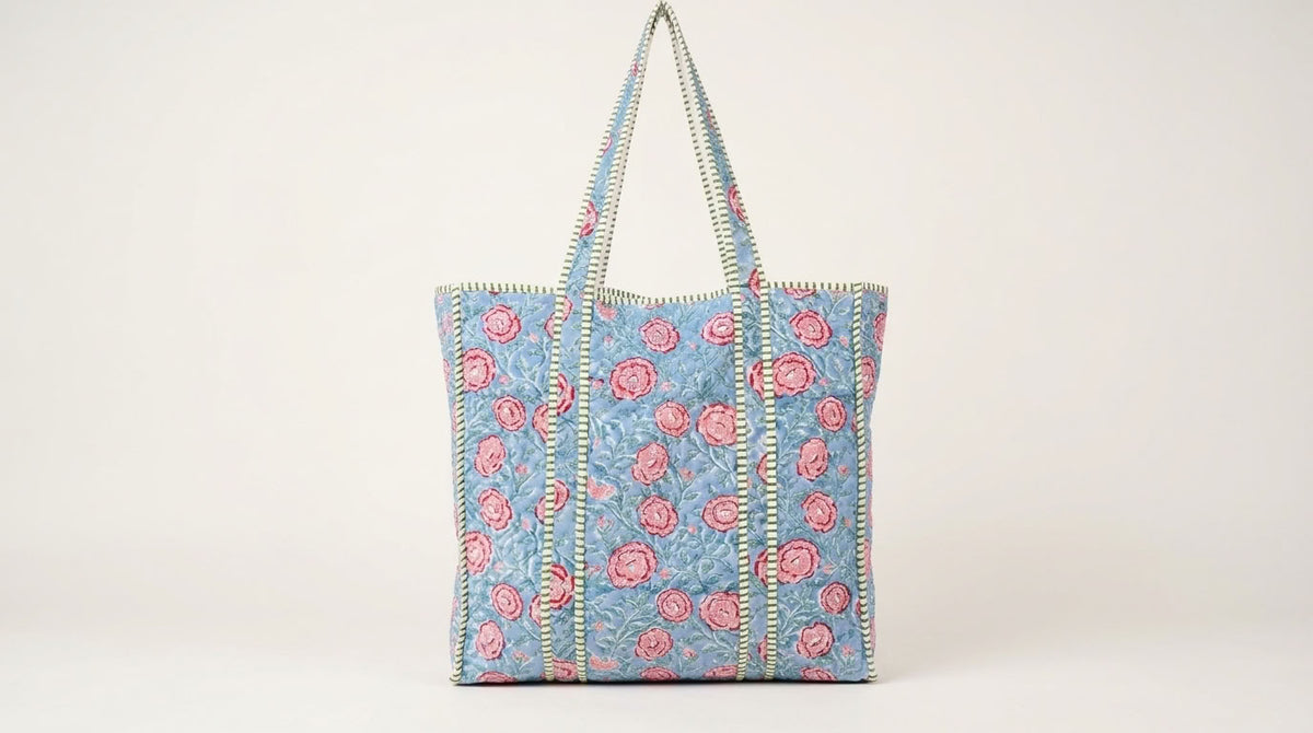The Mélange - Hand-block Printed Quilted Cotton Tote