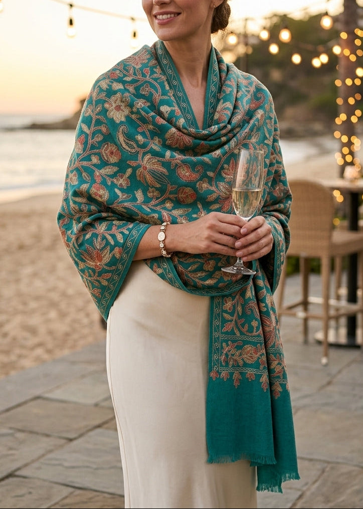 Heritage Nalki - Fine Cashmere Wool Shawl with Intricate Silk Embroidery
