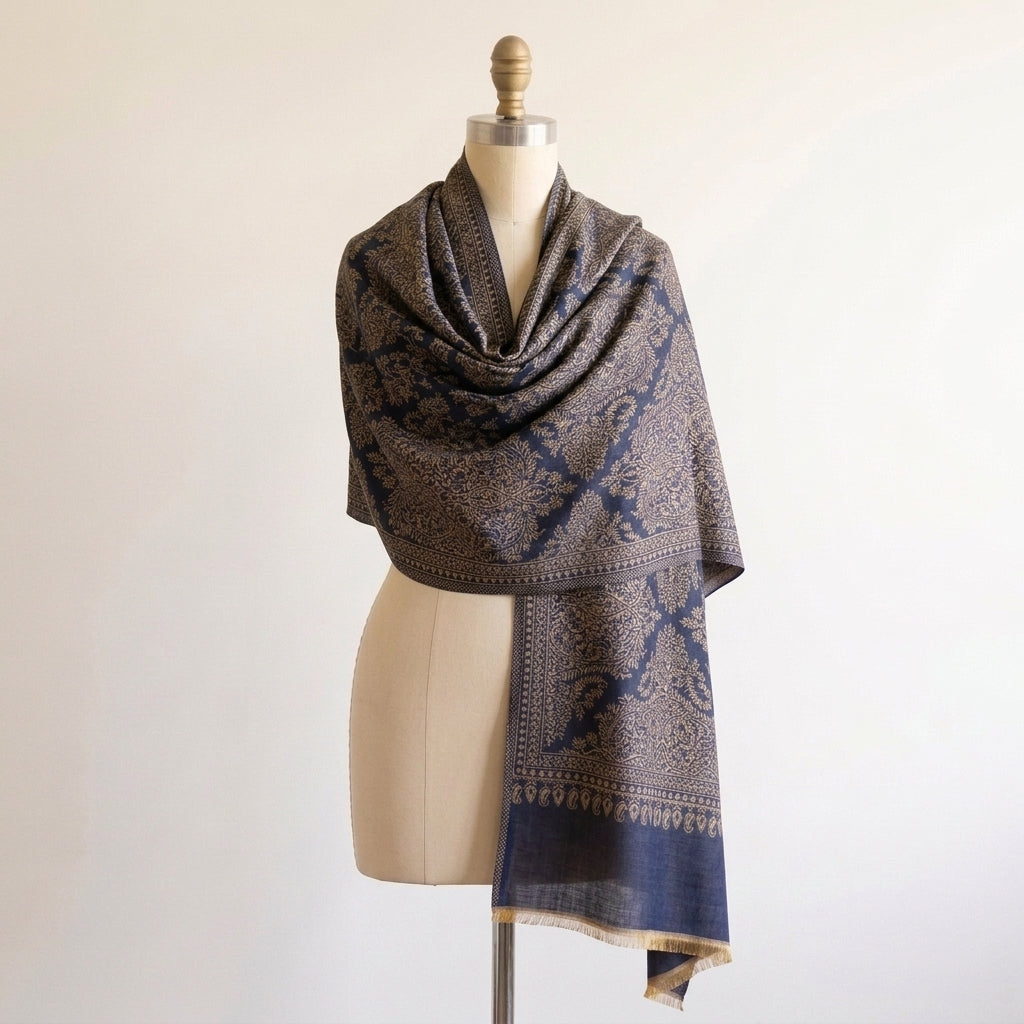 Elegant Naira - Reversible Shawl with Intricate Jacquard Kani Weave