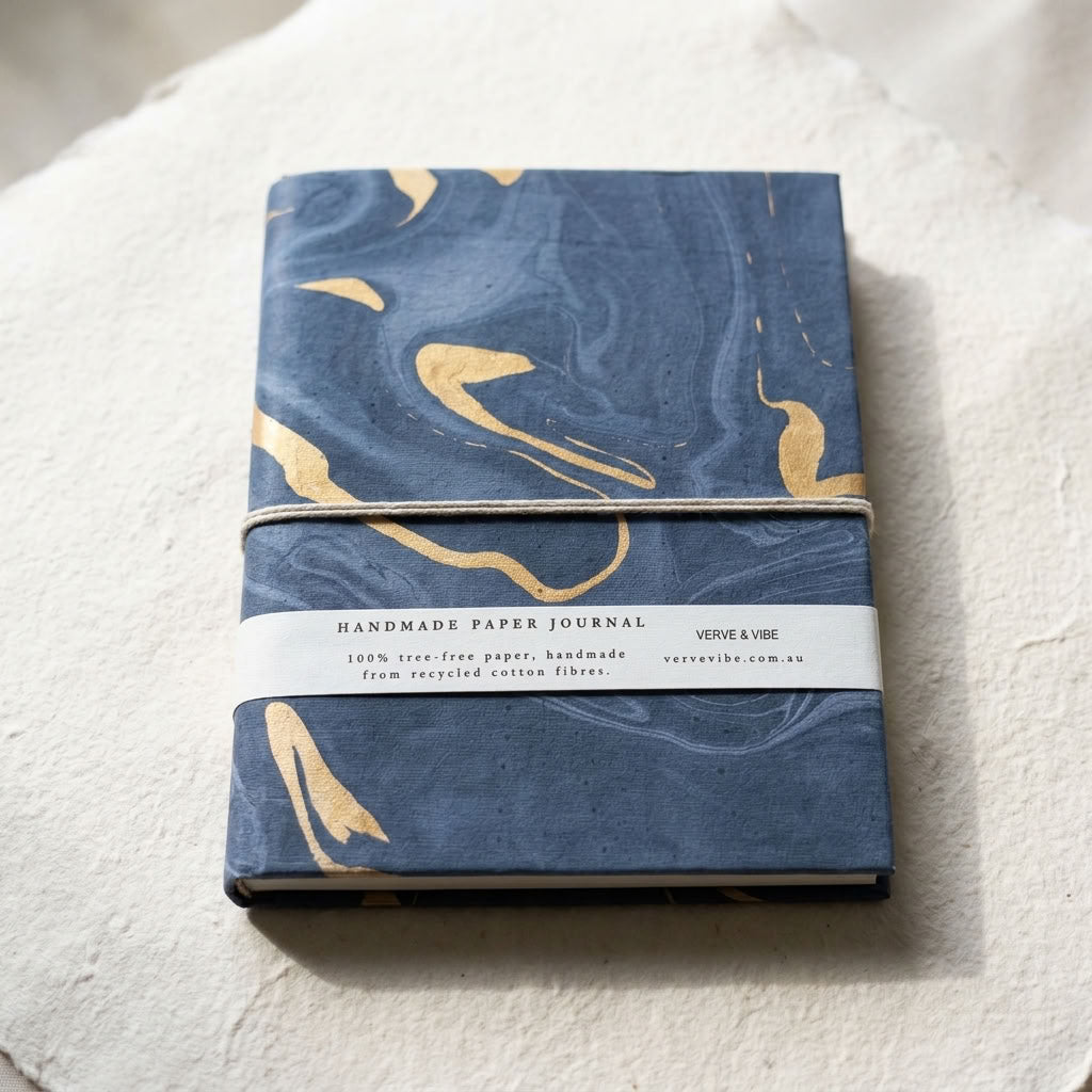 Midnight Sky - Marbled Cover, Handmade Journal & Notebook