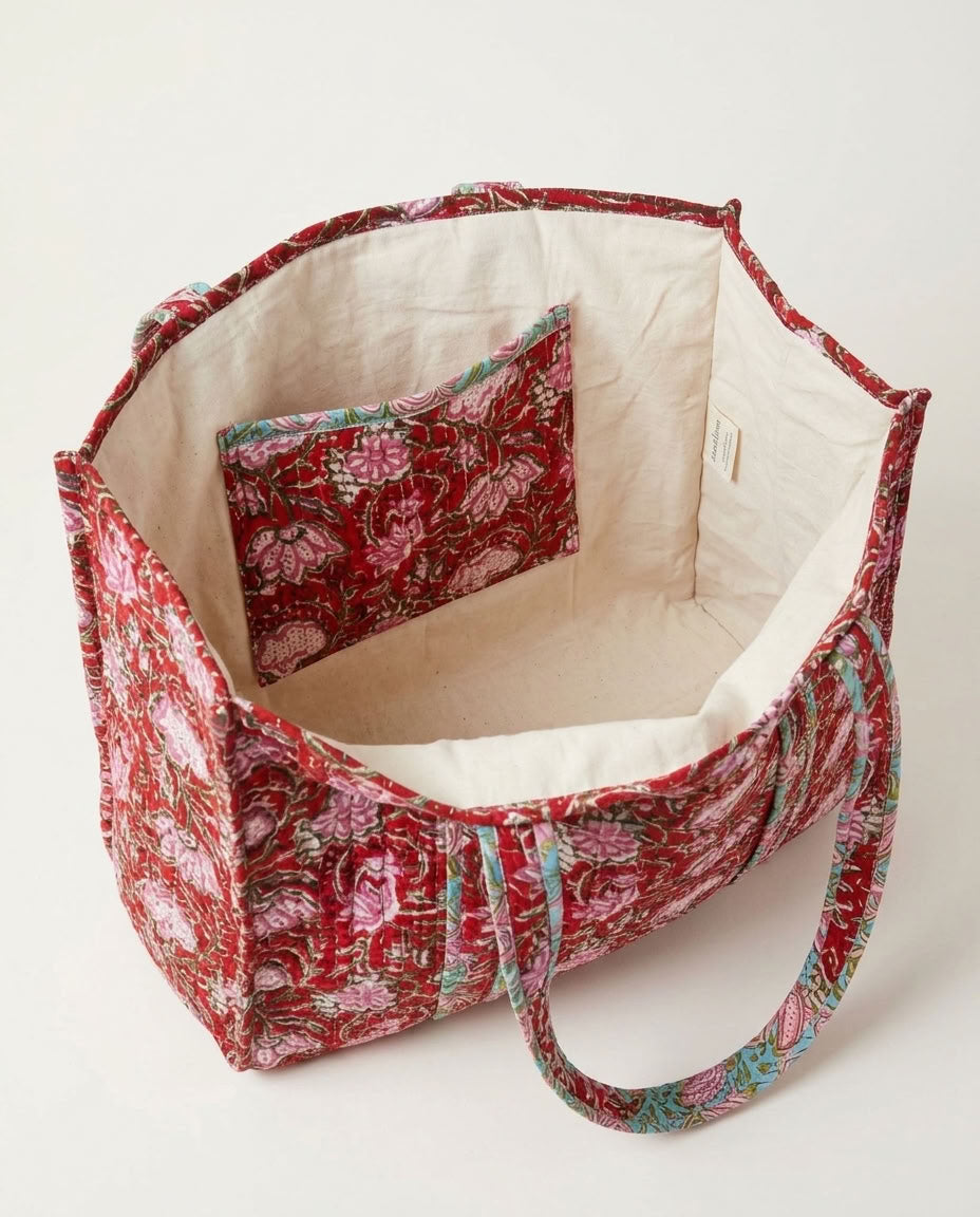 The Mélange - Hand-block Printed Quilted Cotton Tote