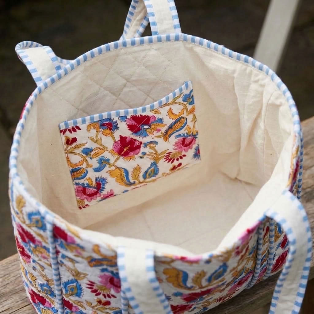 The Mélange - Hand-block Printed Quilted Cotton Tote