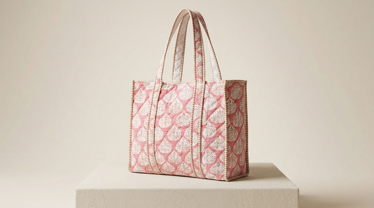 The Mélange - Hand-block Printed Quilted Cotton Tote