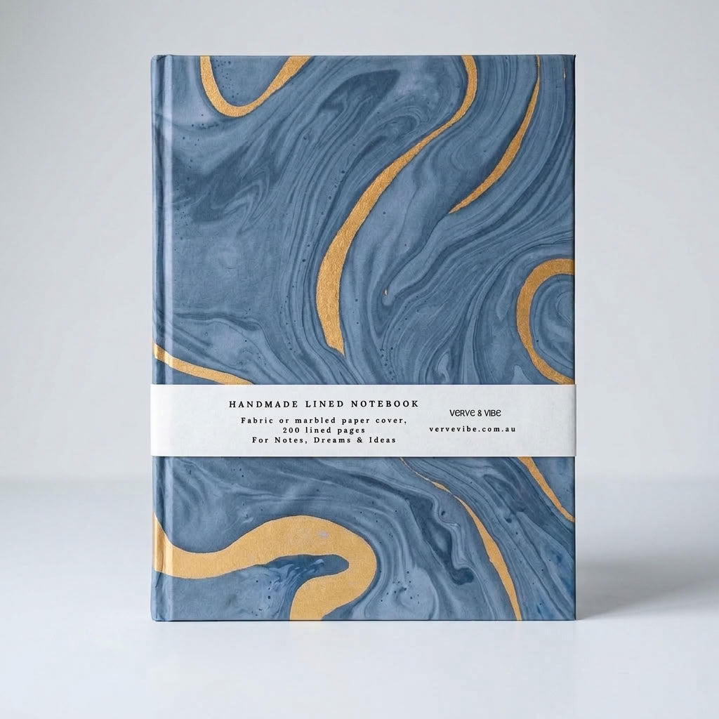 Midnight Sky - Marbled Cover, Handmade Journal & Notebook