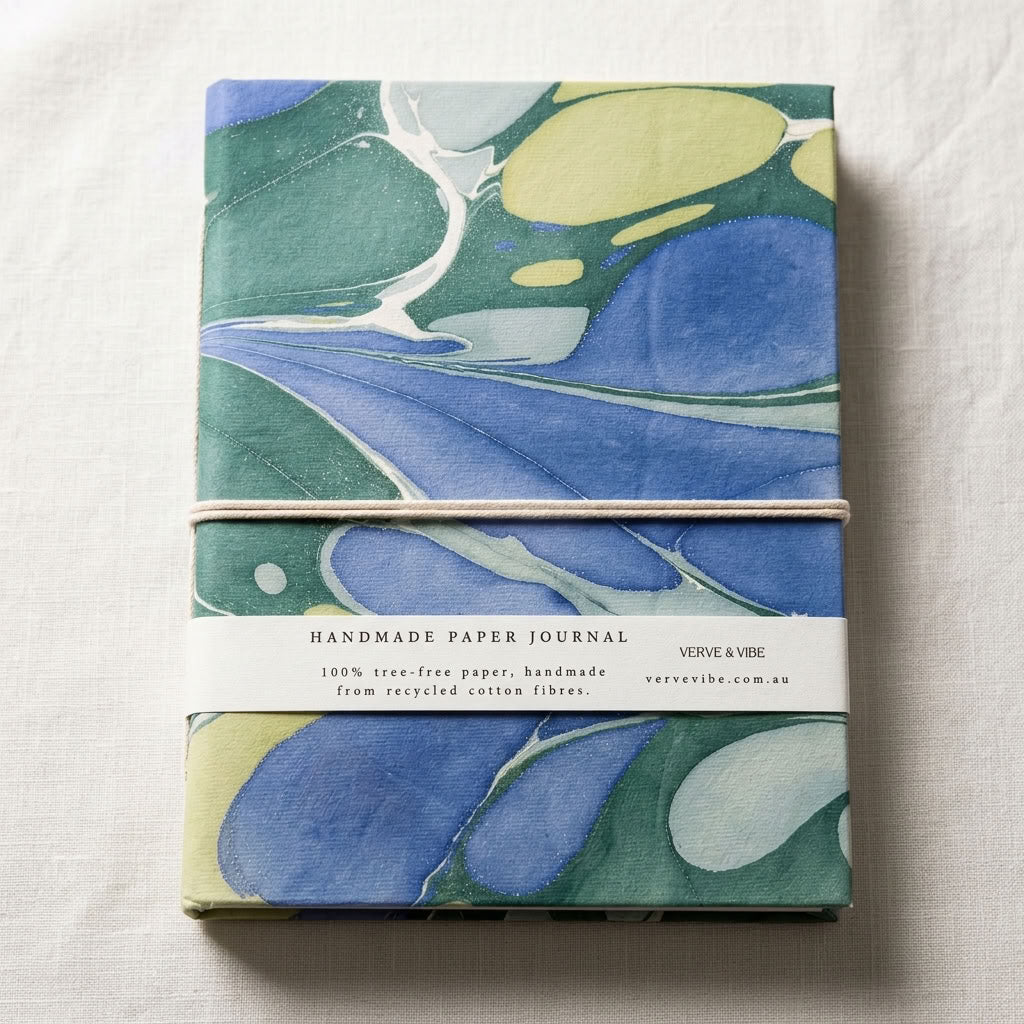 Oceanic Reef - Marbled Cover, Handmade Journal & Notebook