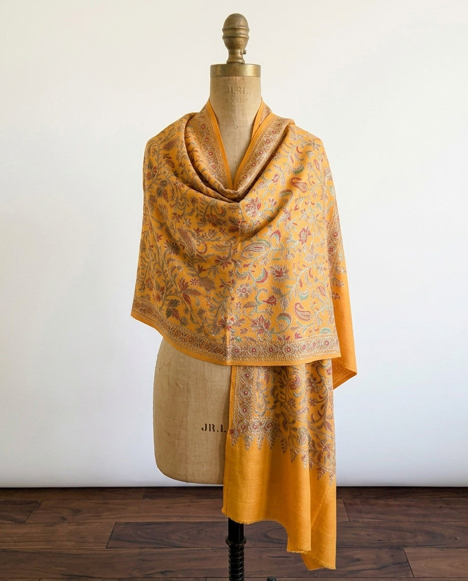 Heritage Nalki - Fine Cashmere Wool Shawl with Intricate Silk Embroidery