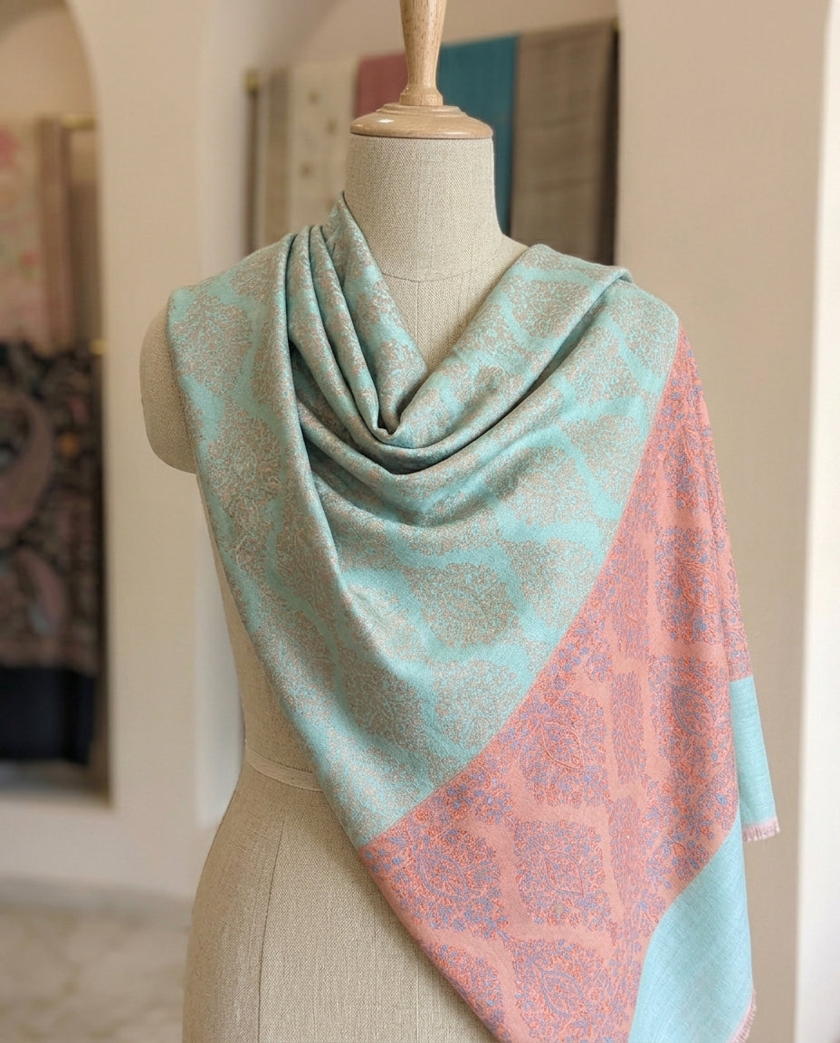 Poshkar Motif - Soft Shawl with Intricate Jacquard Weave