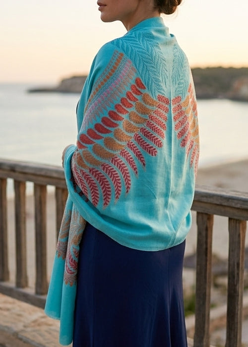 Eclectic Cashmira - Fine Cashmere Wool Shawl with Intricate Silk Embroidery