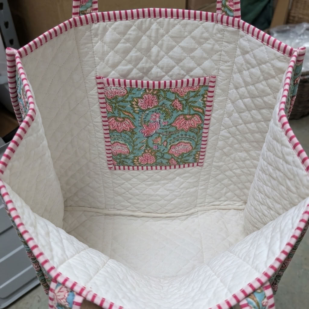 The Mélange - Hand-block Printed Quilted Cotton Tote