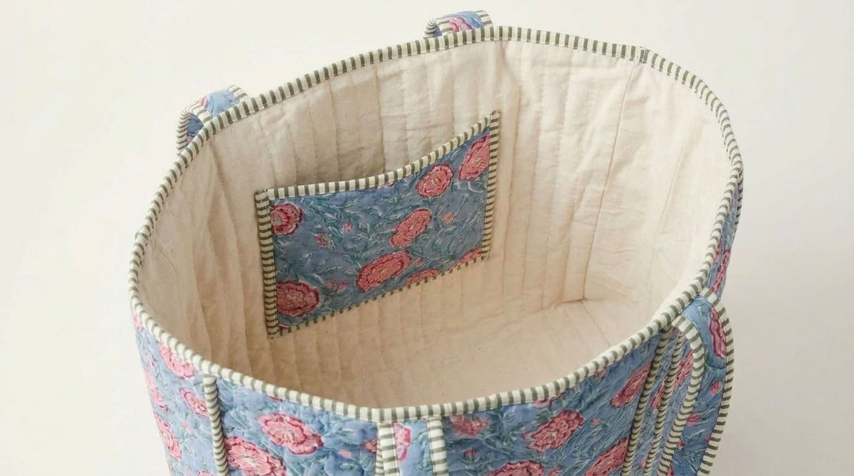The Mélange - Hand-block Printed Quilted Cotton Tote