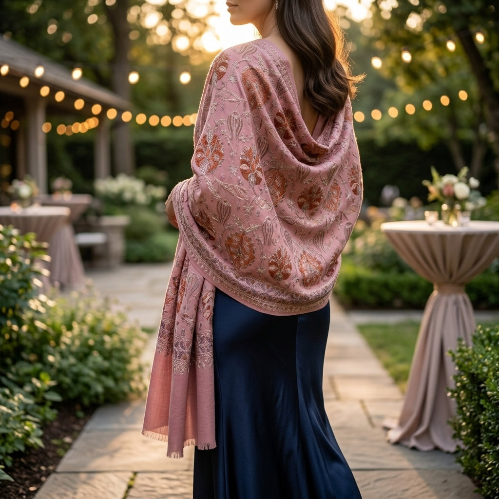 Heritage Nalki - Fine Cashmere Wool Shawl with Intricate Silk Embroidery