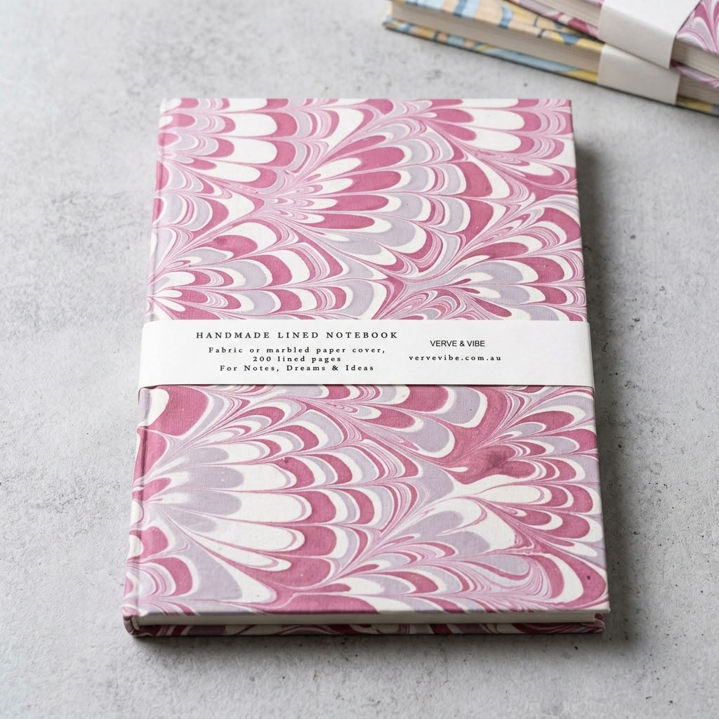 Dreamy Rosalie - Marbled Cover, Handmade Journal & Notebook