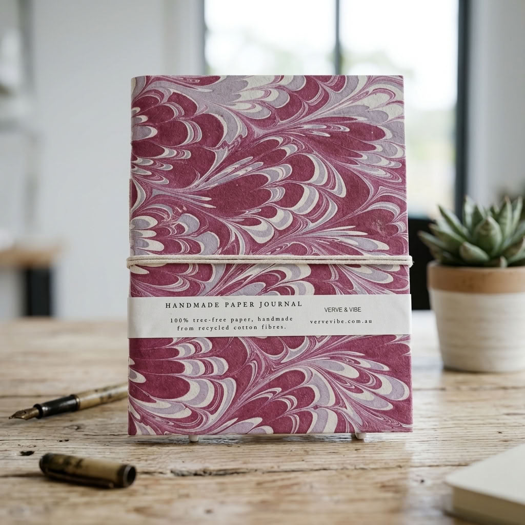 Dreamy Rosalie - Marbled Cover, Handmade Journal & Notebook