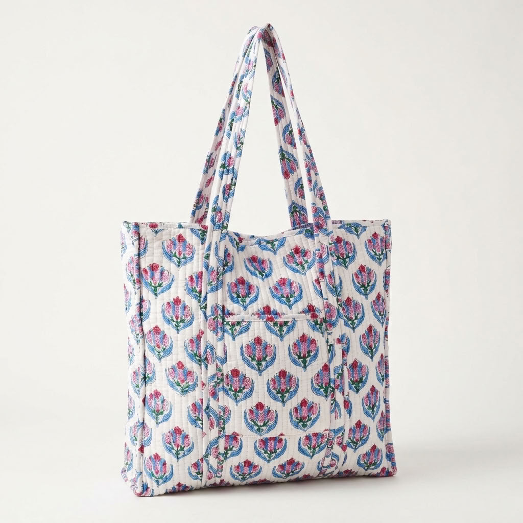 The Mélange - Hand-block Printed Quilted Cotton Tote