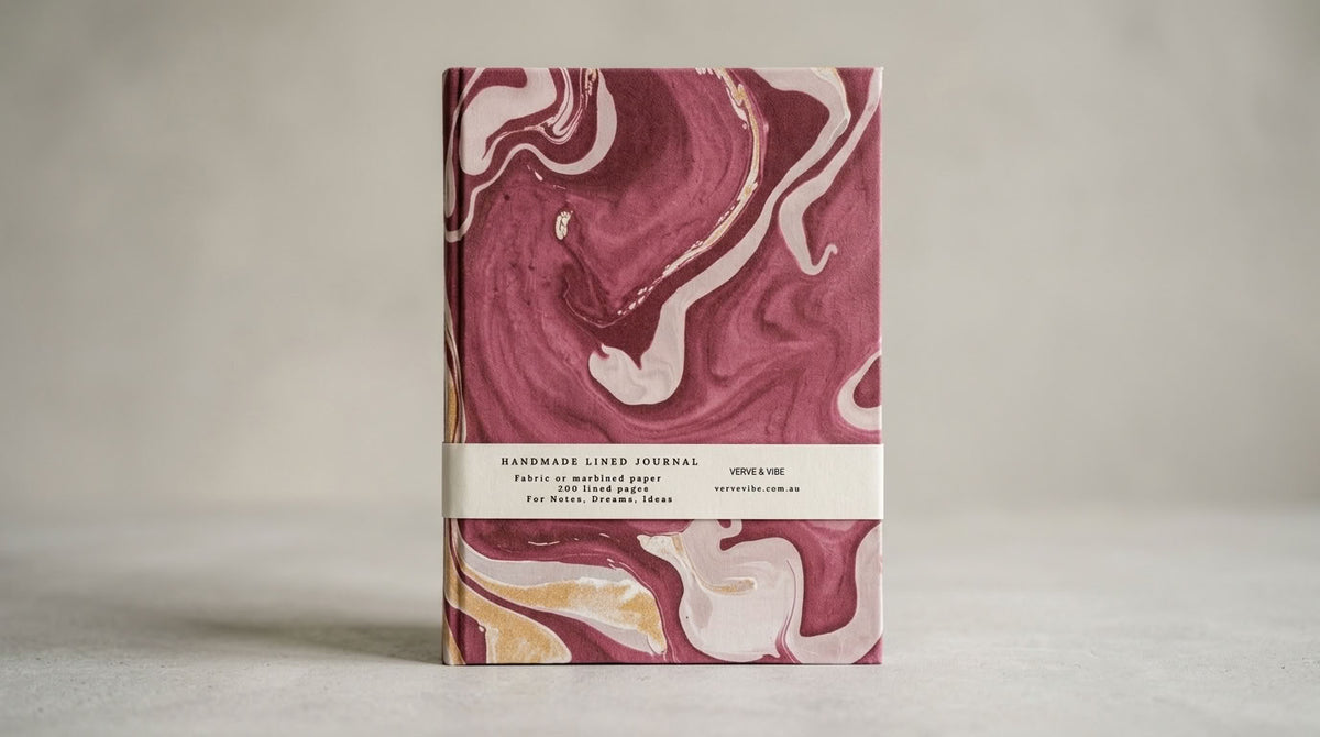 Raspberry Rouge - Marbled Cover, Handmade Journal & Notebook