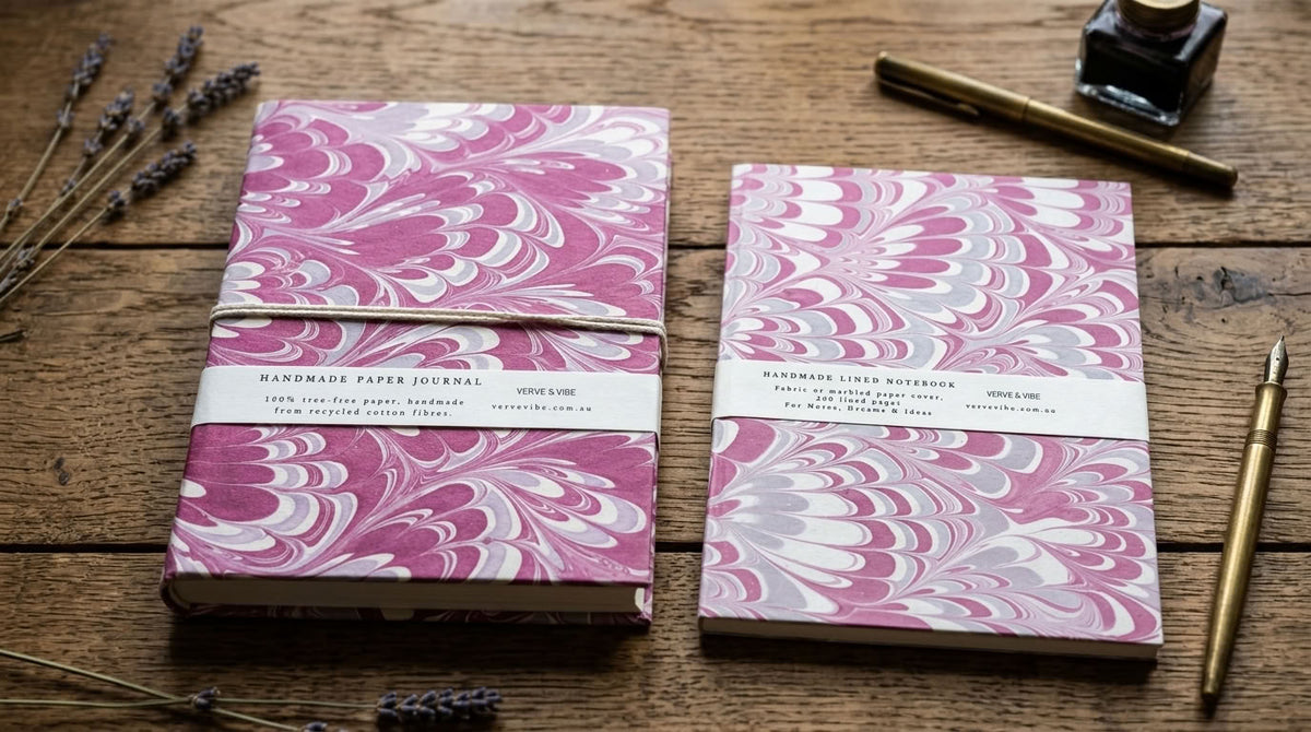 Dreamy Rosalie - Marbled Cover, Handmade Journal & Notebook