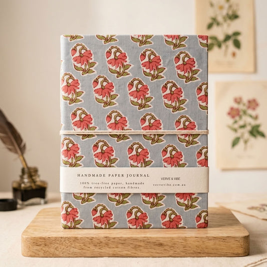 Pretty Primrose - Fabric Cover, Handmade Paper, Blank Journal