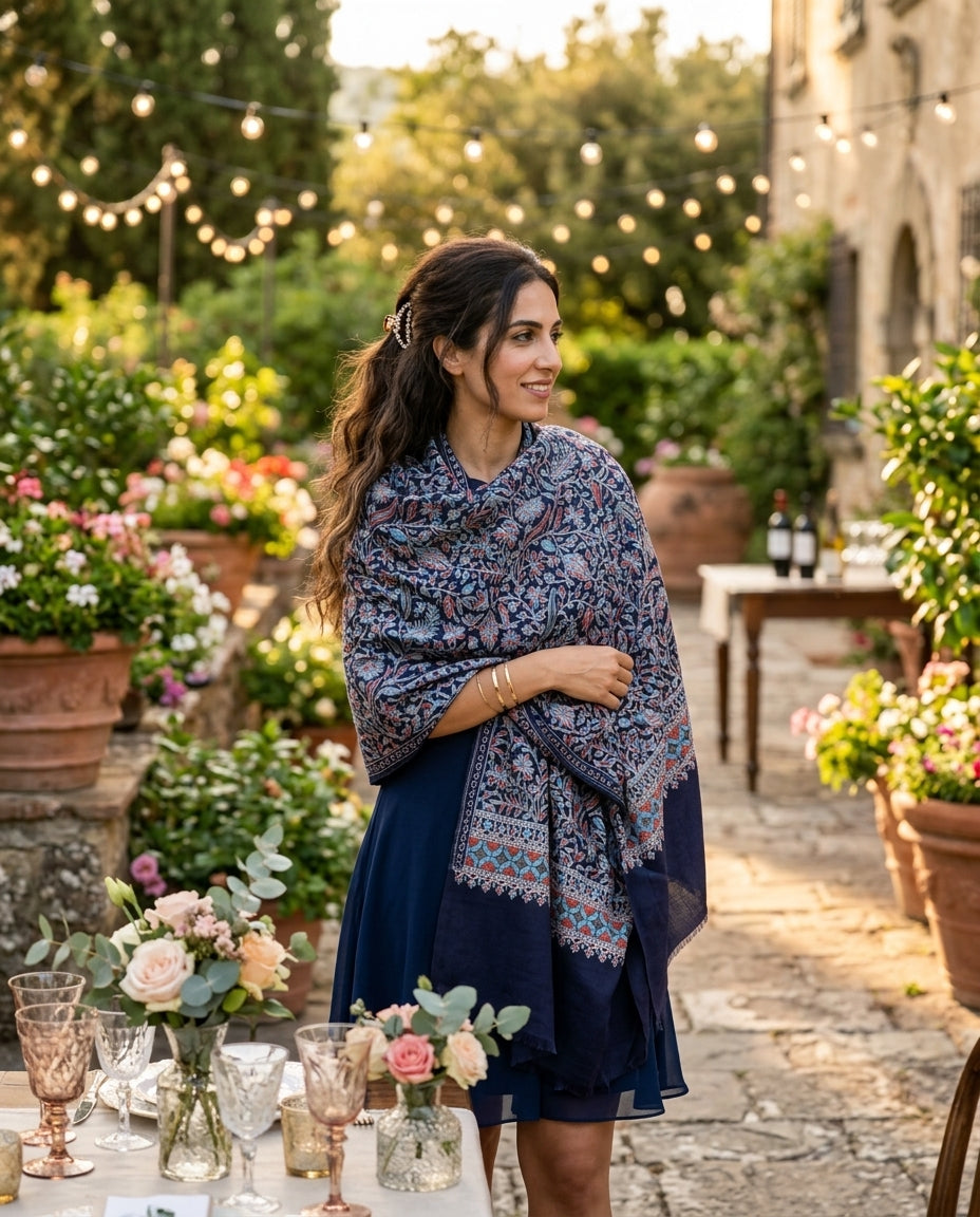Heritage Nalki - Fine Cashmere Wool Shawl with Intricate Silk Embroidery