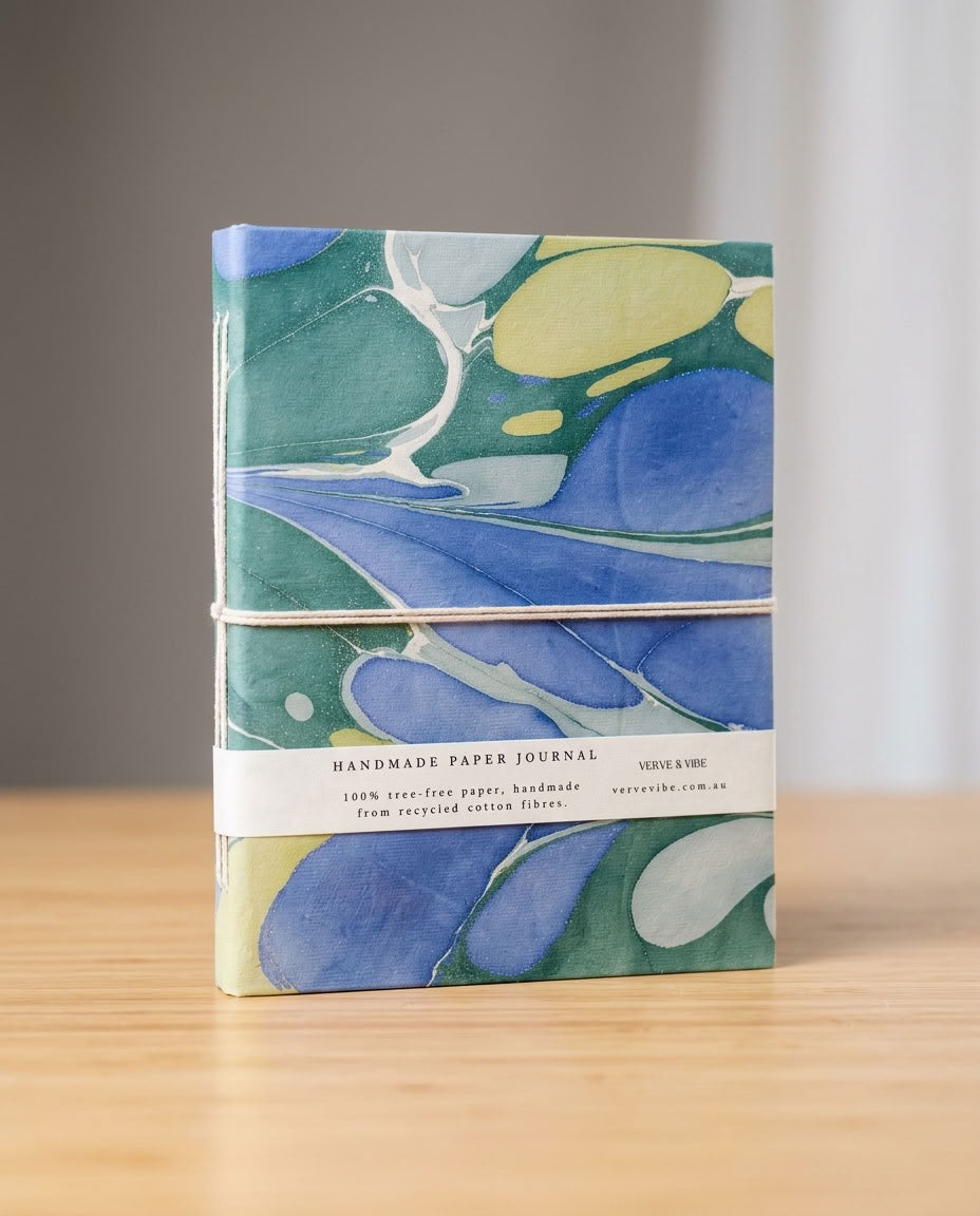 Oceanic Reef - Marbled Cover, Handmade Journal & Notebook
