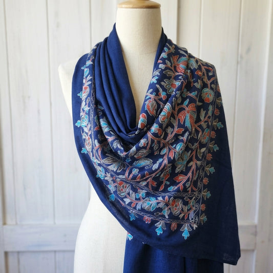 Heritage Nalki - Fine Cashmere Wool Shawl with Intricate Silk Embroidery