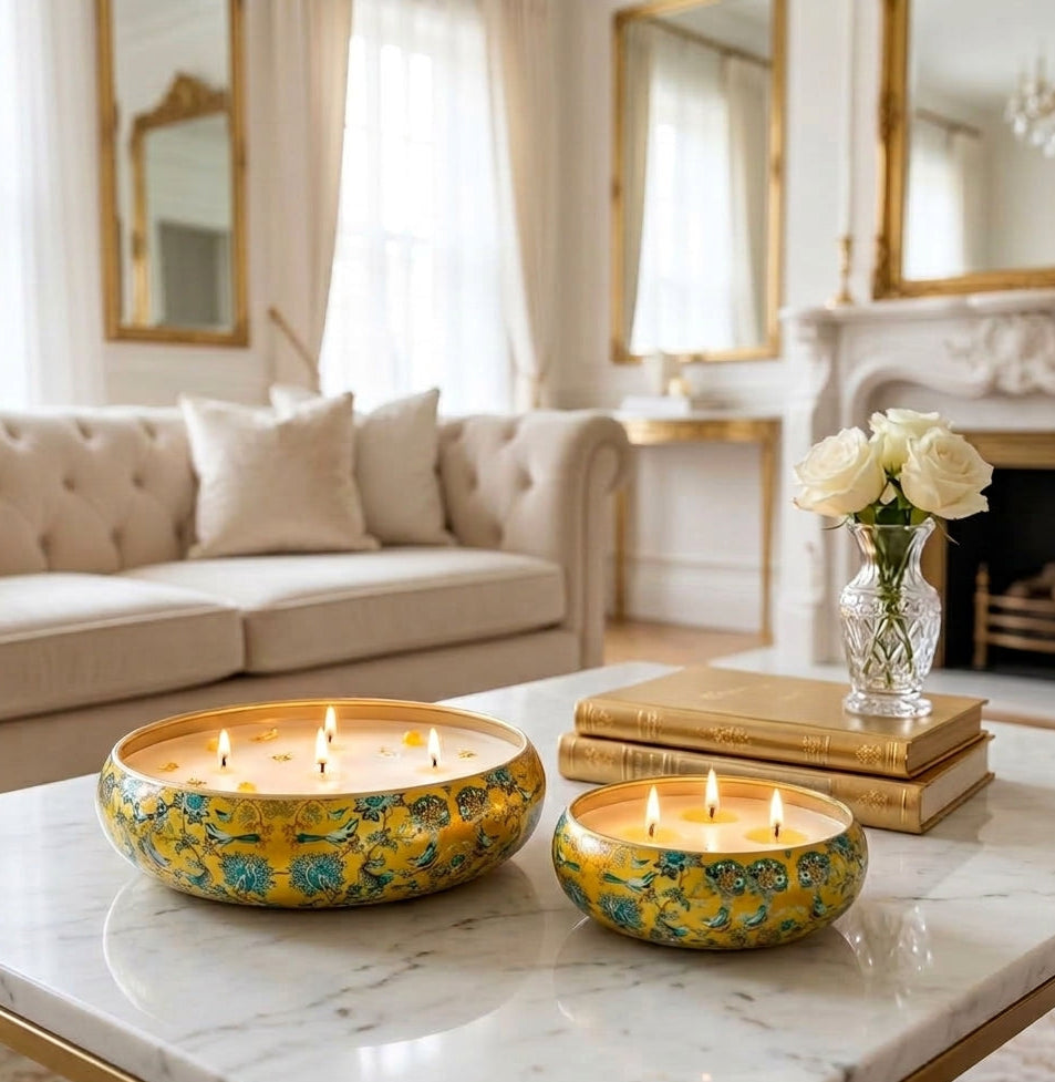 Sunlit Sky - Luxe Soy Candle in Handcrafted Metal Urli Bowl