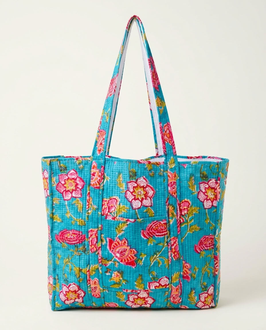 The Mélange - Hand-block Printed Quilted Cotton Tote