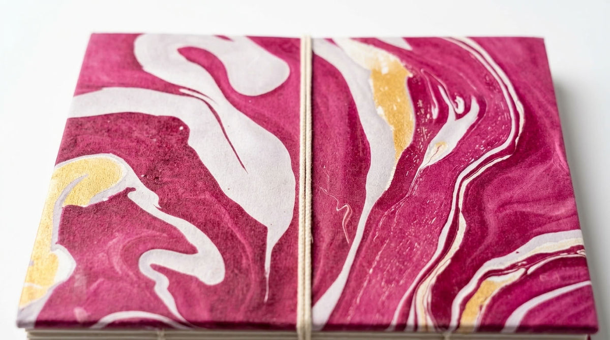 Raspberry Rouge - Marbled Cover, Handmade Journal & Notebook
