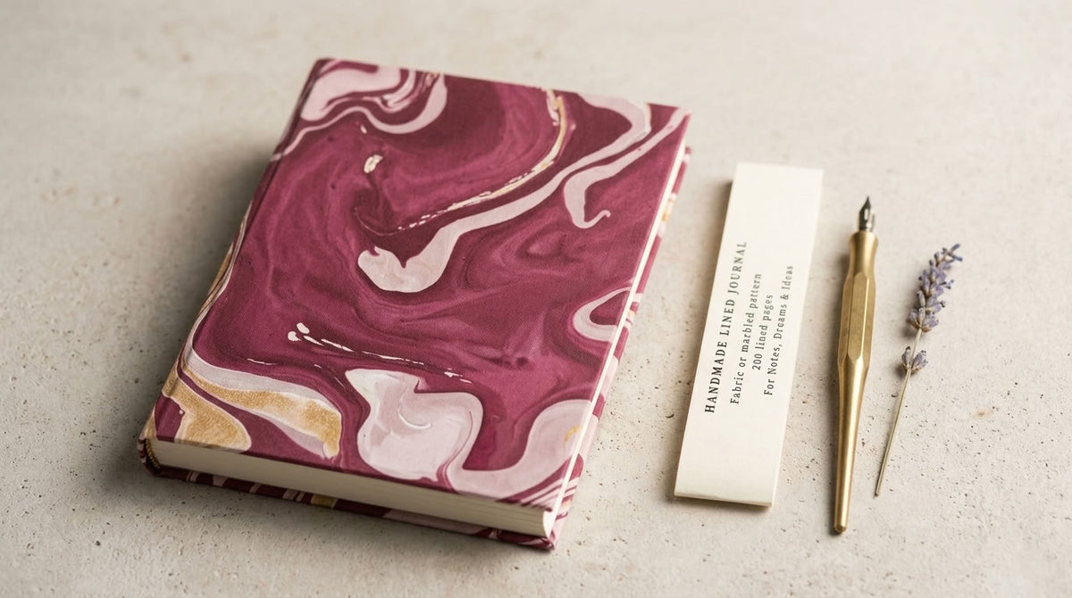 Raspberry Rouge - Marbled Cover, Handmade Journal & Notebook
