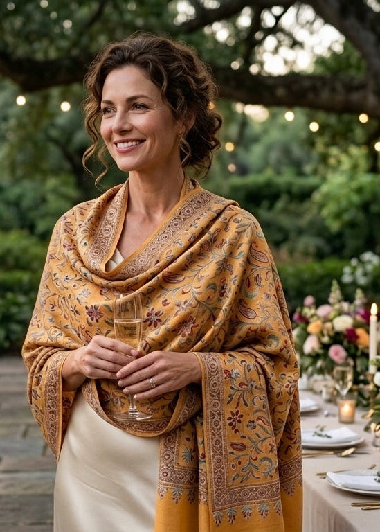 Heritage Nalki - Fine Cashmere Wool Shawl with Intricate Silk Embroidery