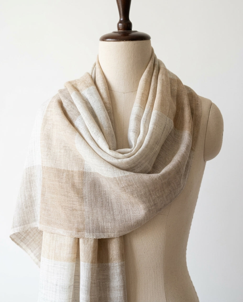 Elegant Eira - Fine Cashmere Wool Shawl with Jacquard Weave