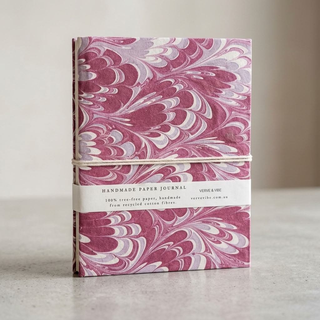 Dreamy Rosalie - Marbled Cover, Handmade Journal & Notebook