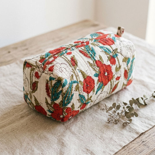 The Mélange - Hand-block Printed Quilted Makeup Bag | Cosmetic Pouch