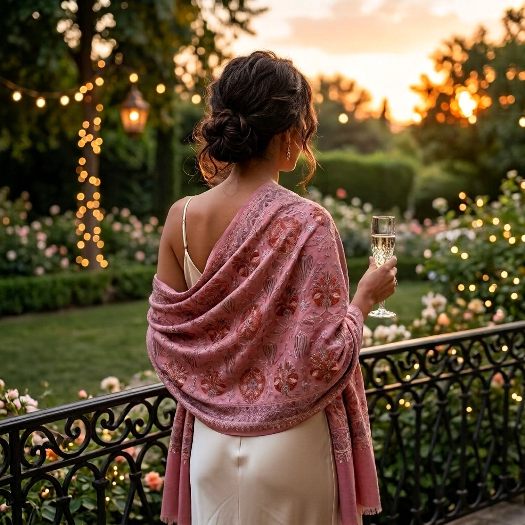Heritage Nalki - Fine Cashmere Wool Shawl with Intricate Silk Embroidery