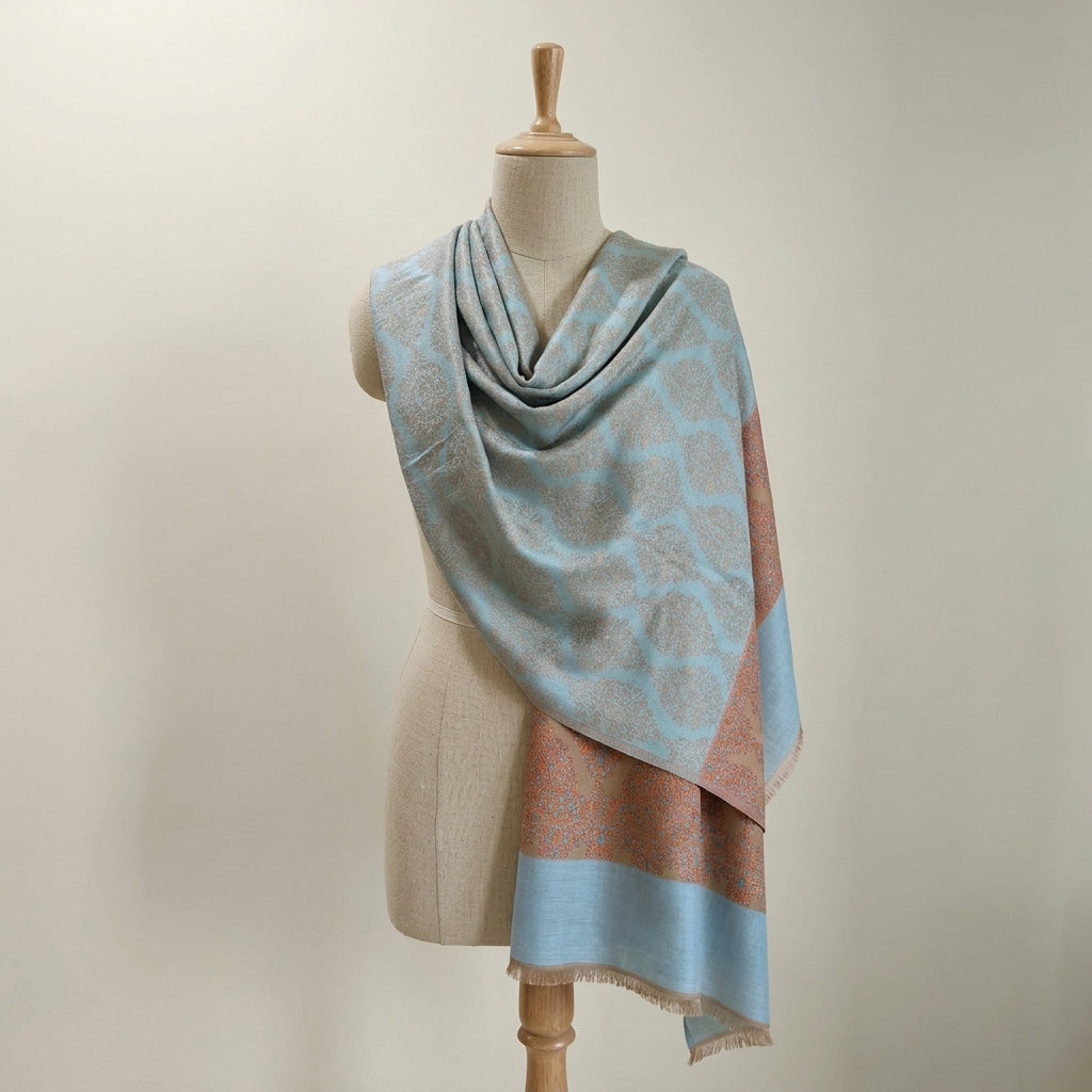 Poshkar Motif - Soft Shawl with Intricate Jacquard Weave