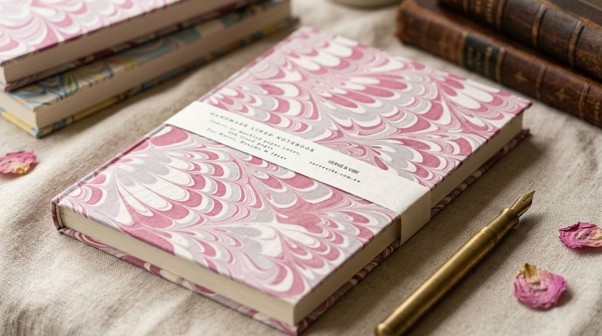 Dreamy Rosalie - Marbled Cover, Handmade Journal & Notebook