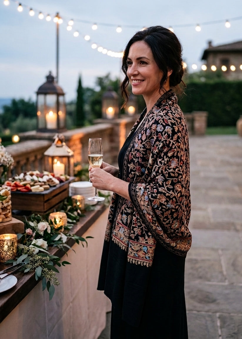 Heritage Nalki - Fine Cashmere Wool Shawl with Intricate Silk Embroidery